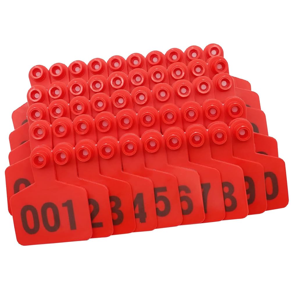 kolczyki dla bydła, Ucho bydła T001-100 -901-1000 Numer, Konie, Świnie, Kozy i Owce Zwierzęta Gospodarskie 701-800 Niebieski/Czerwony/.901-1000(Red,401 500)