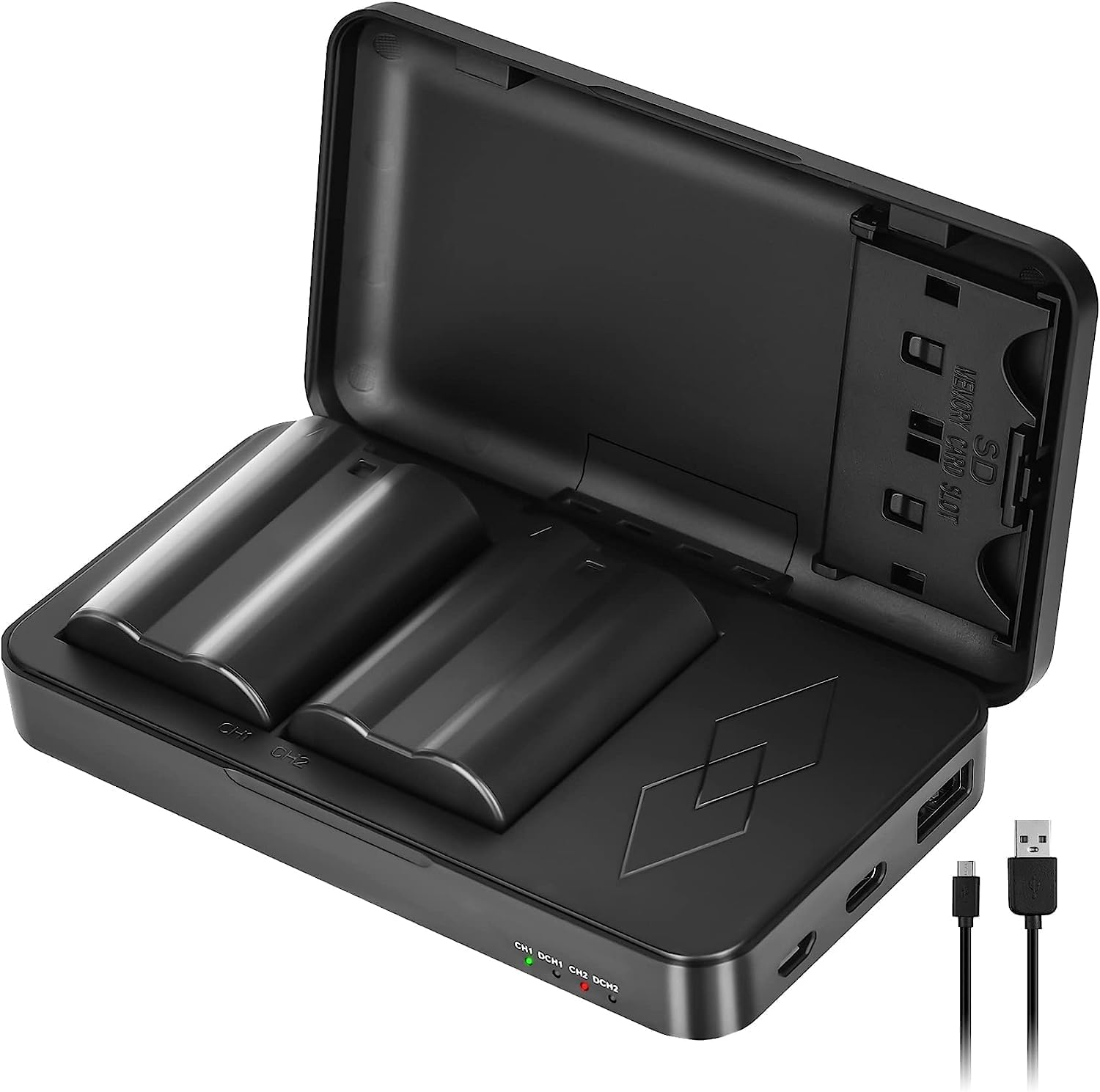 JYJZPBEN-EL15C Battery and Dual Charger Case, for Nikon Z8 Z7 Z7ii Z6 Z6ii Z6iii Z5 D7500 D7200 D7100 D7000 D850 D810 D800 D800E D710E D780 D750 D610 D600 D500 Camera (2 Pack*2280mAh)