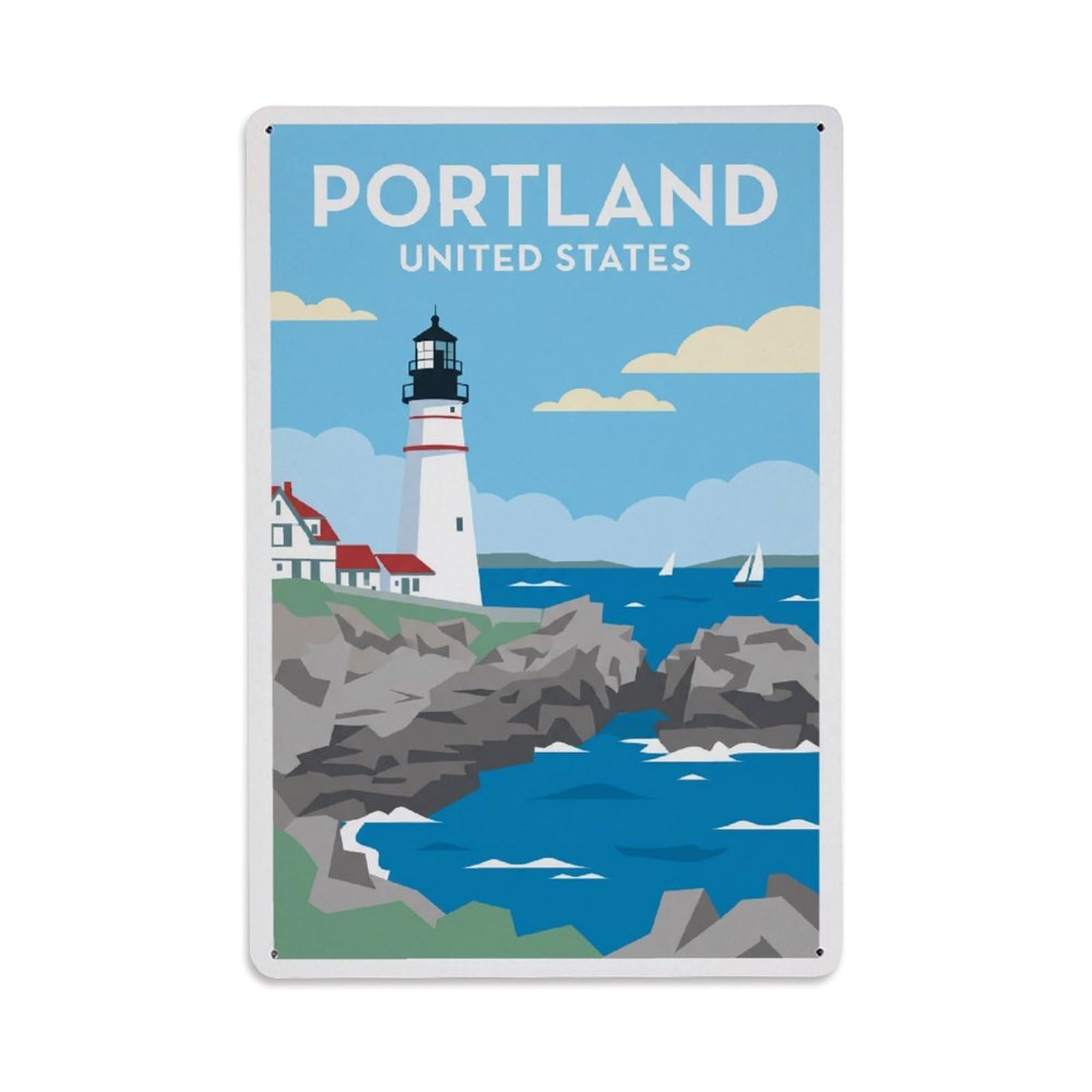Xanthor Style Retro Usa Portland Me Travel Metal Tin Sign