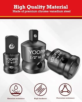 6PCS Socket Adapter Reducer Set, 1/2 1/4 3/8