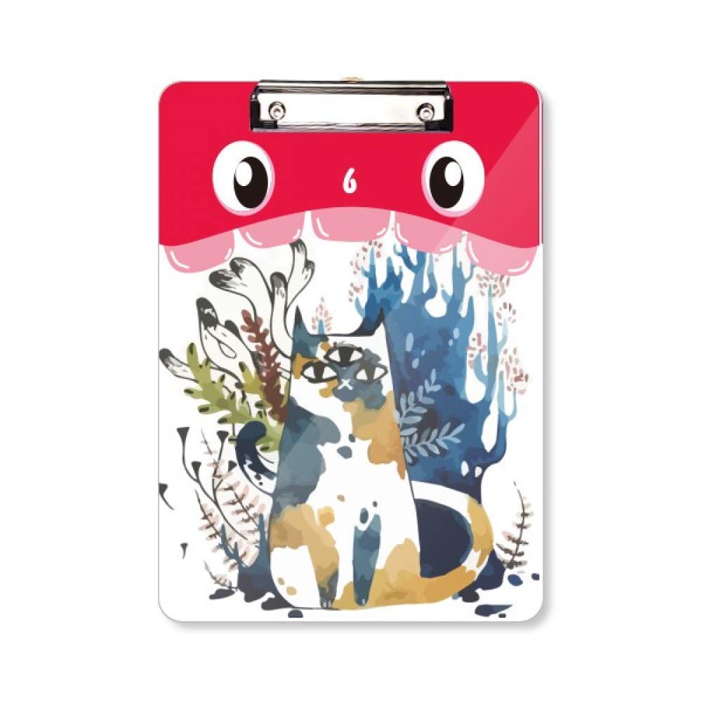 Porte-bloc A4 chat aquarelle rigide à clip pour fournitures de bureau - 5