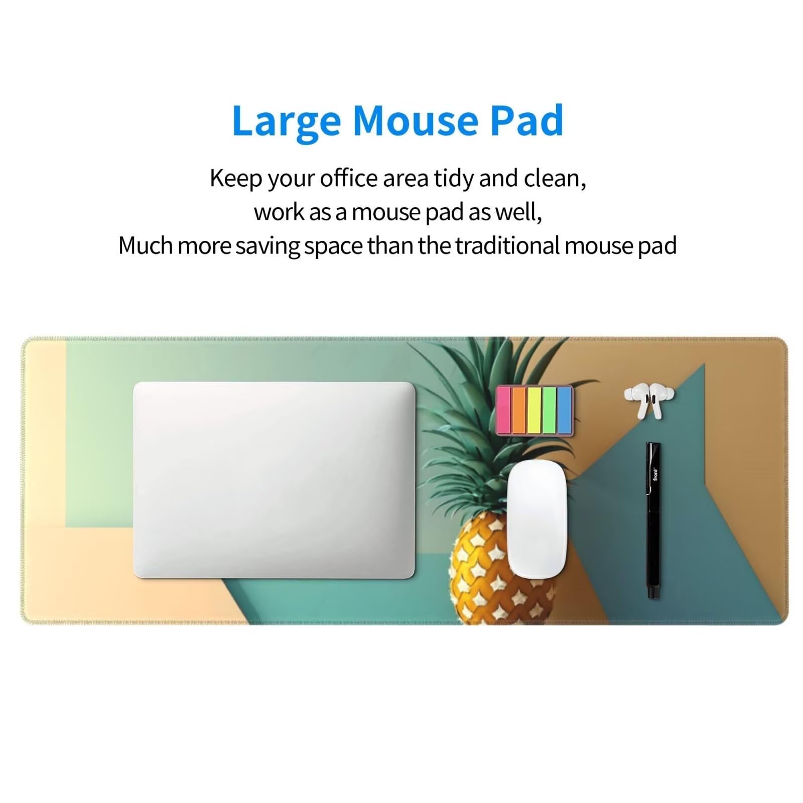 Tappetino Mouse, Tappetino Mouse Gaming Grande XXL 1500x800x3mm Tappetino Scrivania Mouse Pad, Base in Gomma Antiscivolo, Bordi Cuciti,Lavabile, Mousepad per Ufficio e Gaming (ananas) R-50