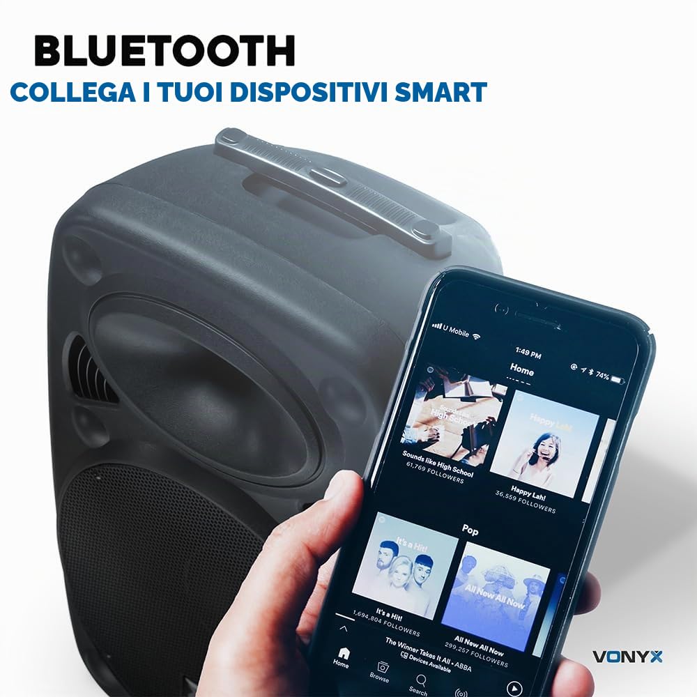 Mobiele geluidsinstallatie - Vonyx Verve46 - Bluetooth speaker met twee draadloze microfoons - 1000W