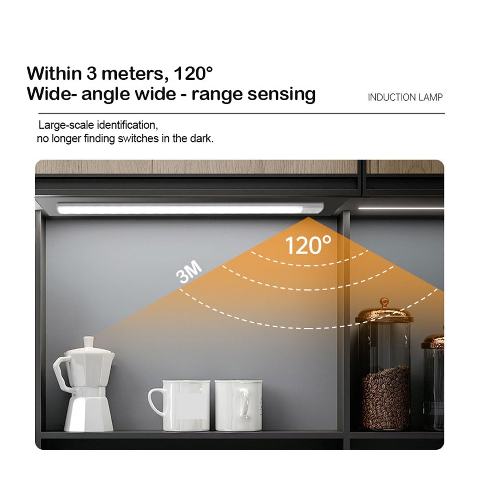 Unterschrank Leuchten LED-Schlafzimmer-Nachtlicht Mit Bewegungsmelder, Kabelloses USB-Unterschranklicht For Küche, Kleiderschrank, Innenbereich, 3 Farben In 1 Beleuchtung(30CM,Silver)