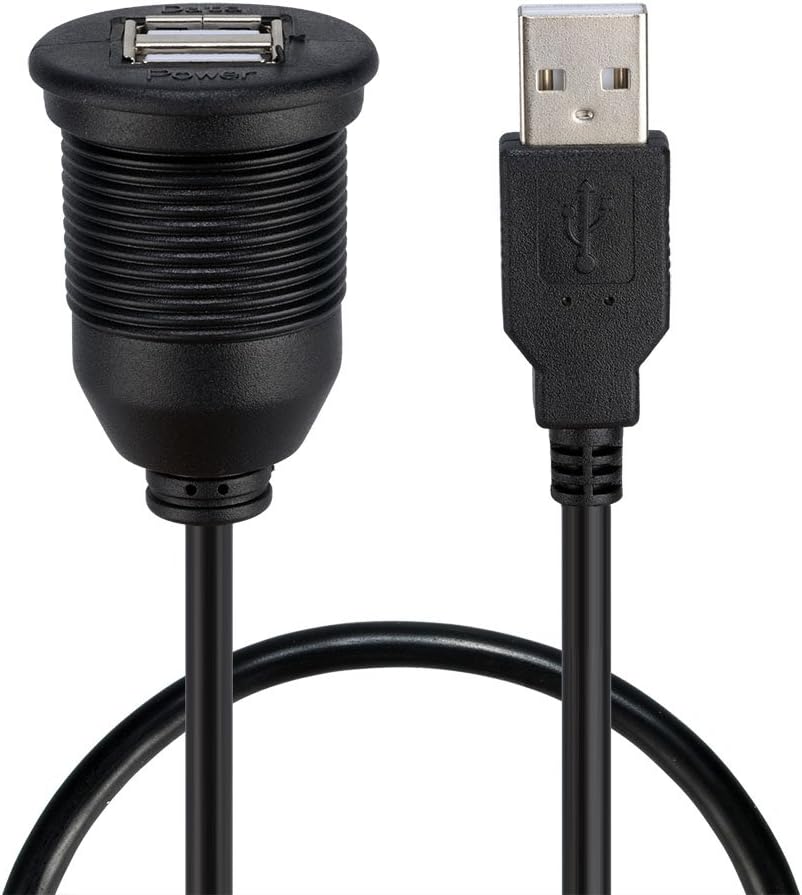 BATIGE USB Male to 2 USB Female AUX Flush Panel Mount