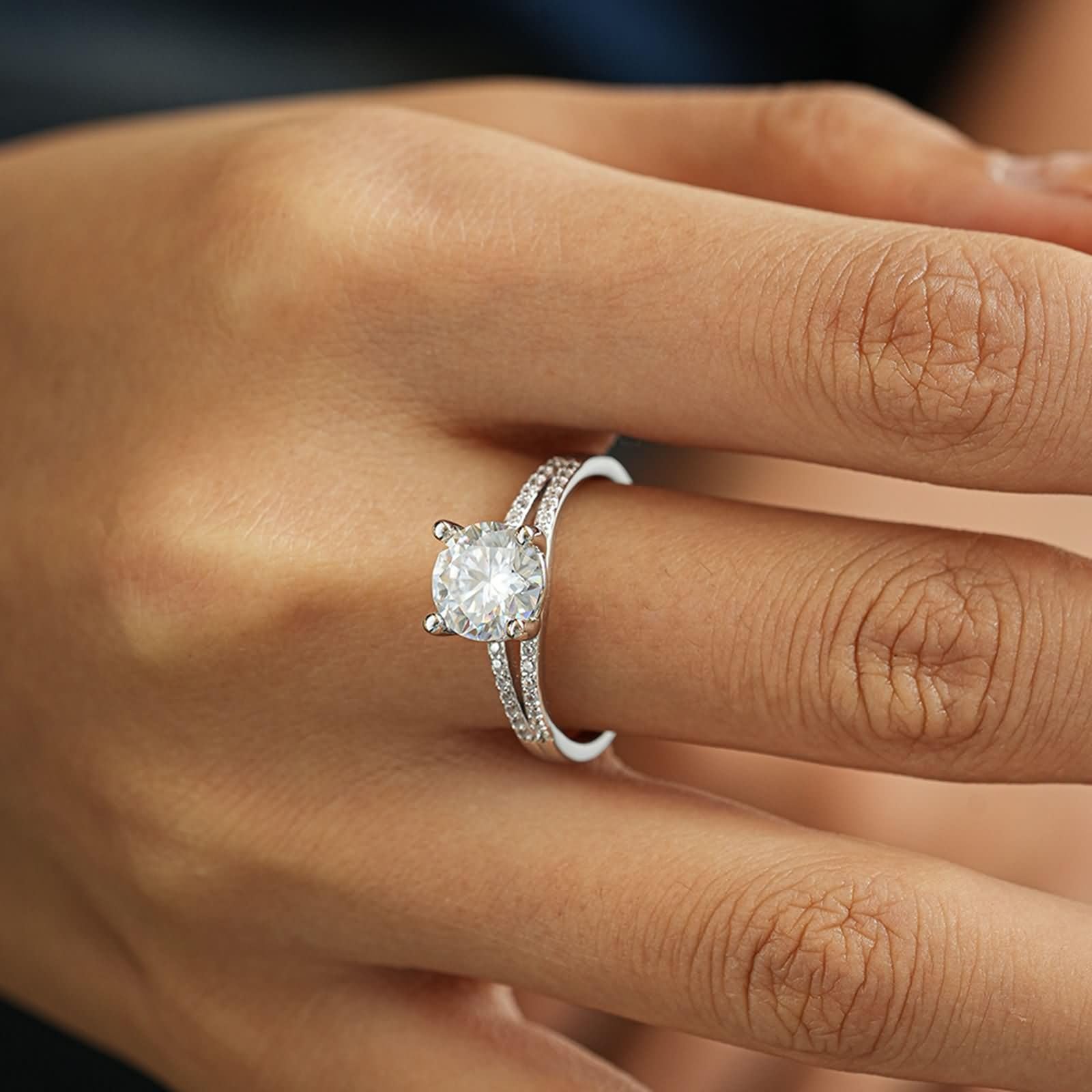Pierścionek zaręczynowy, z prawdziwego złota, z moissanite, 2 ct, obrączka ślubna, dla kobiet