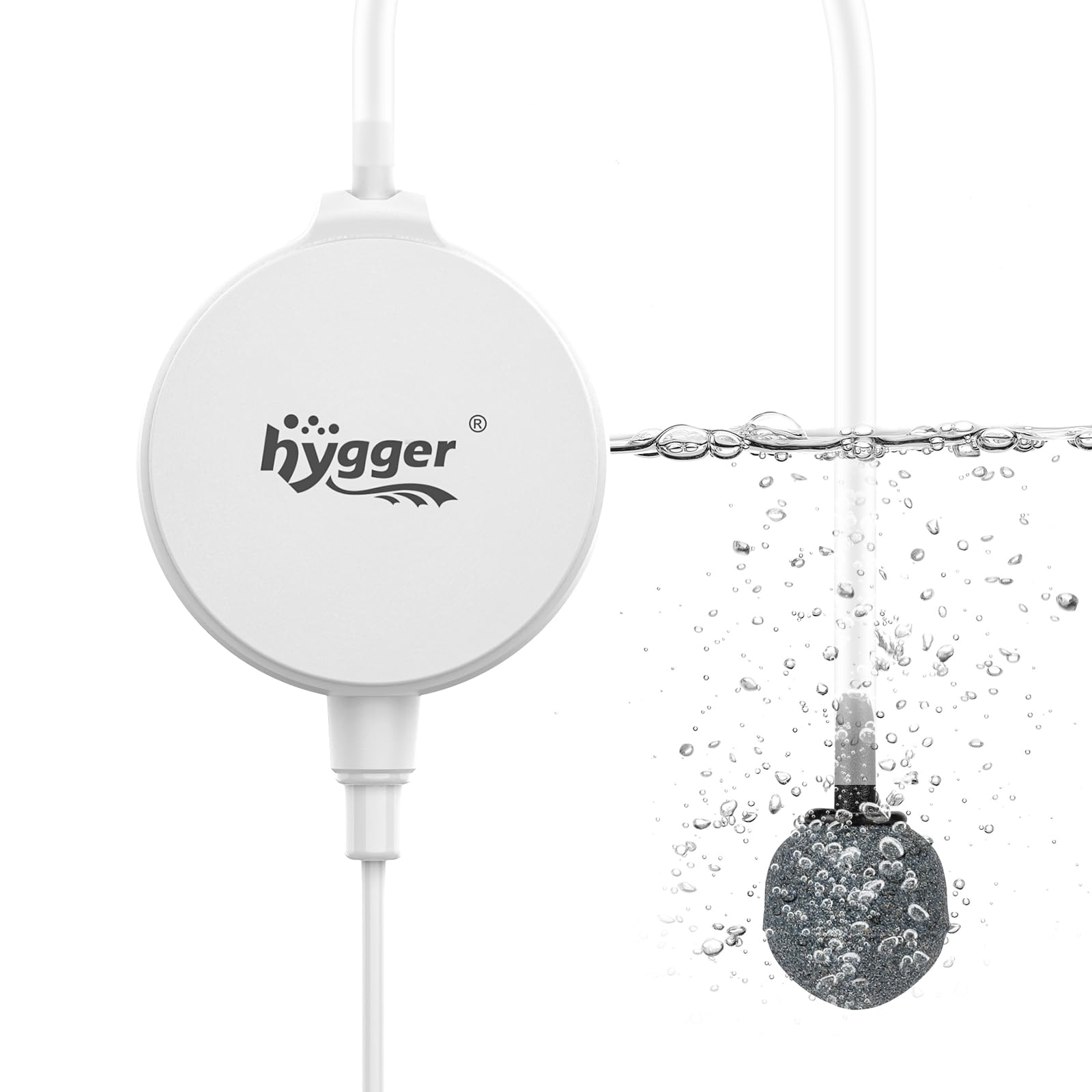 hygger 1.5 Watt Mini Aquarium Air Pump, Quiet Aerator with Air Stone Tubing Suction Cup Clip, Small Fish Tank Bubbler Oxygen Pump for 1 to 15 Gallon Betta Tank, Fish Bowl, Desk Small Tank