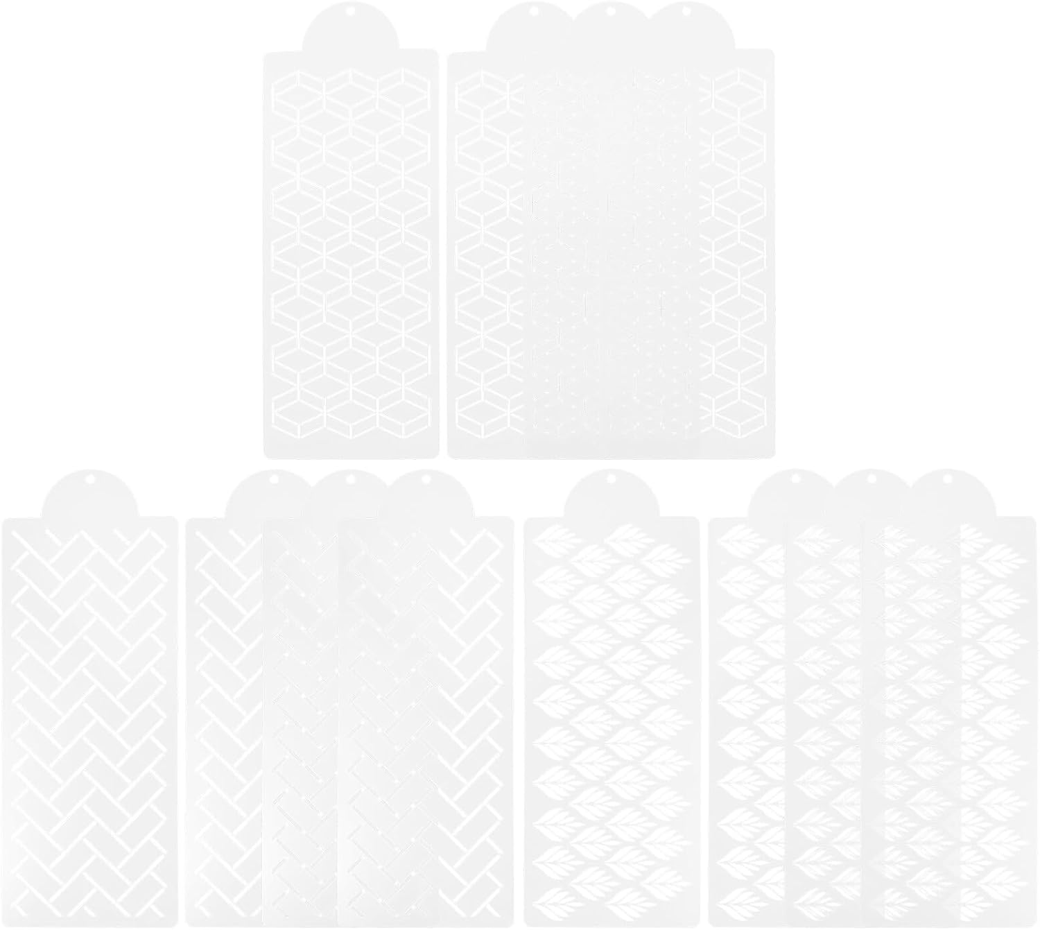 Homoyoyo 12pcs Cake Decorating Stencils Set with Wheat Ear Patterns, DIY Baking Templates for Party and Wedding Cake Decoration, Reusable Plastic Dessert Stencils