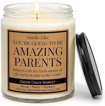 Cedar Crate Market - Thoughtful New Parents Gifts for Couples,Best Gifts for Expectant Parents, First Time Mom and Dad, Gender Reveal Candle and Baby Congratulations - 100% Soy Wax, Made in USA