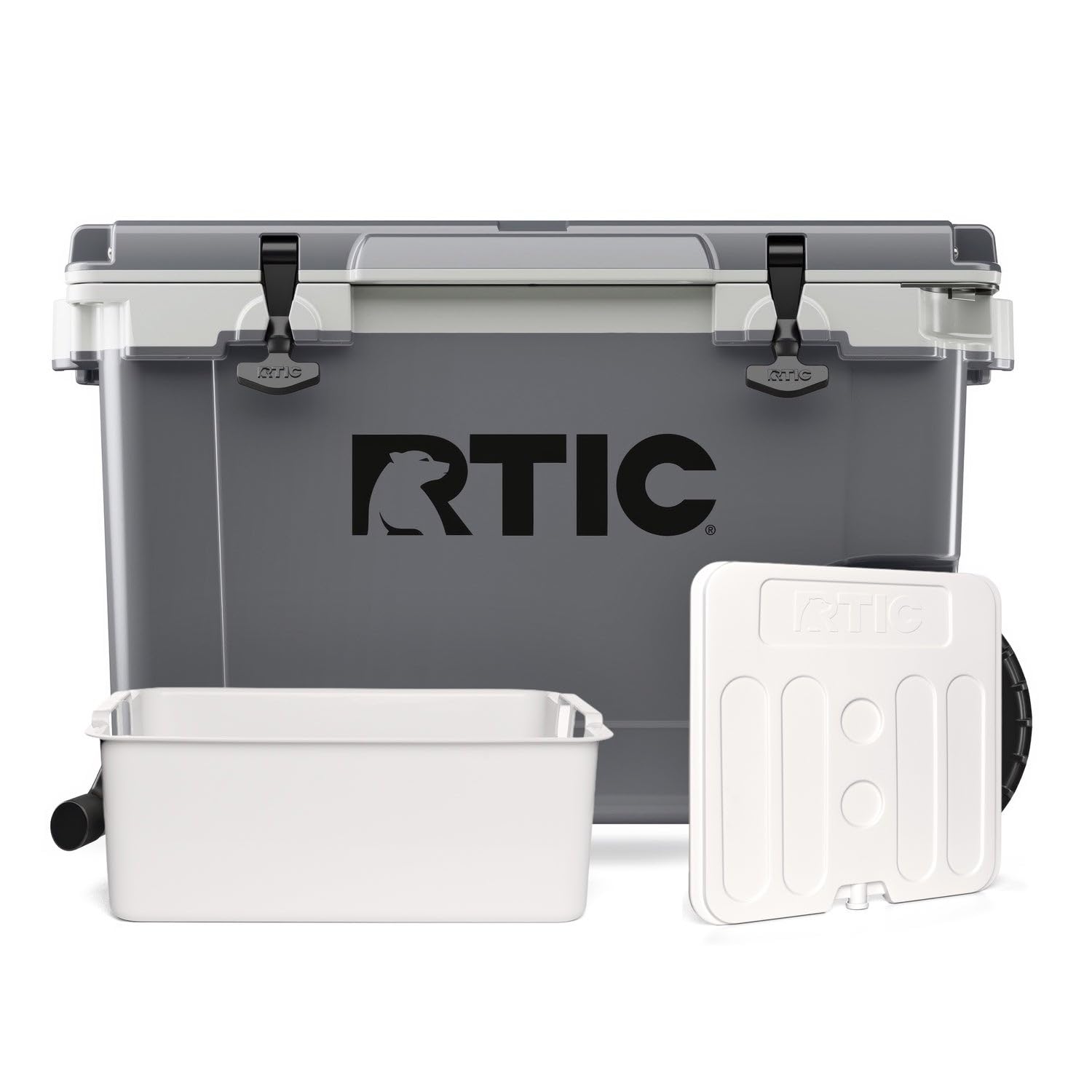 52 QT Ultra-Light Wheeled Cooler Bundle with Freezable Divider and Dry Goods Basket, Hard…