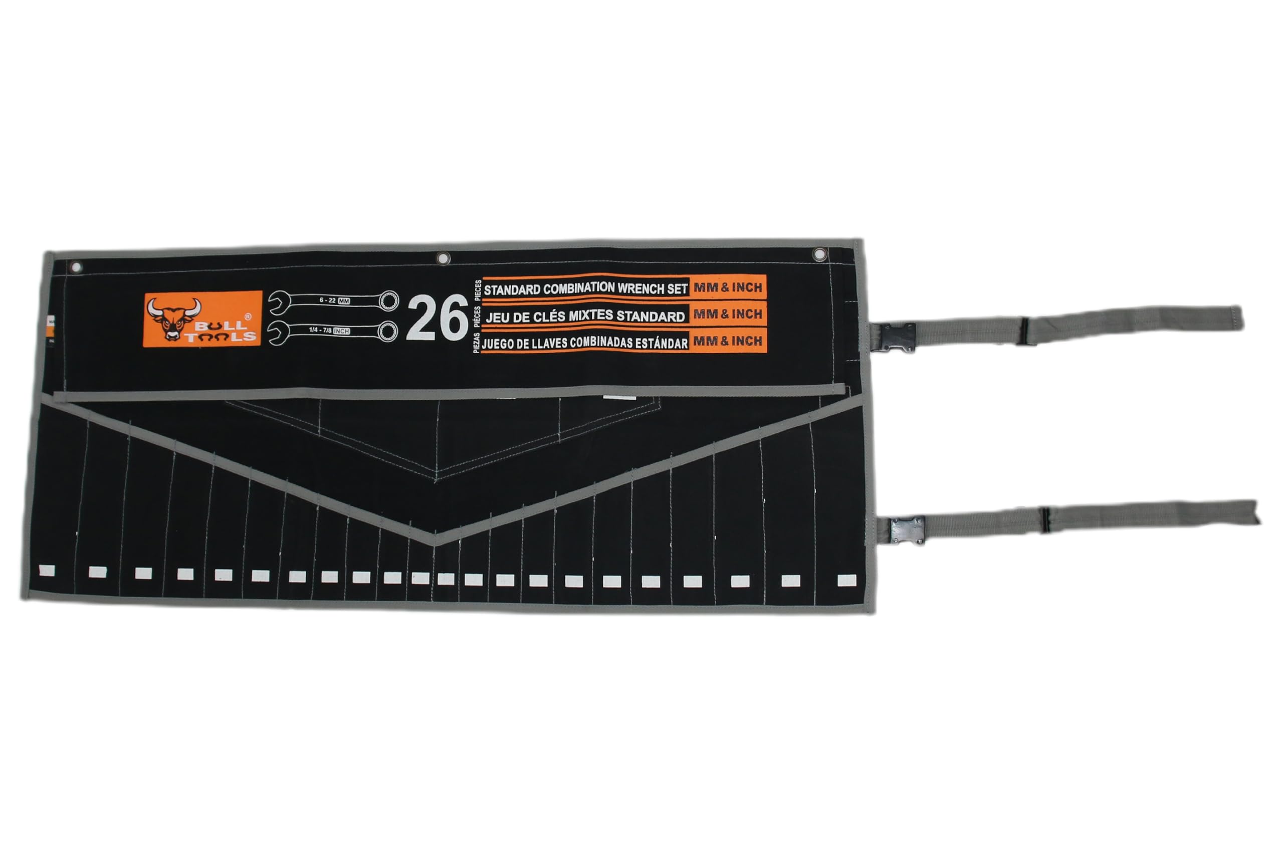 26-Pocket Roll-Up Tool Organizer Bag, Durable Wrench Pouch for Metric & SAE, Heavy-Weight Cotton Canvas Tool Roll for Mechanics & DIY Projects, Portable & Handcrafted (Tools Not Included)