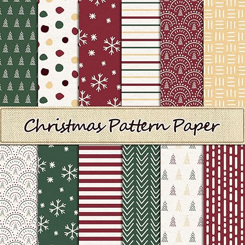 Papier de scrapbooking Noël bohème double face aux motifs flocon et sapin