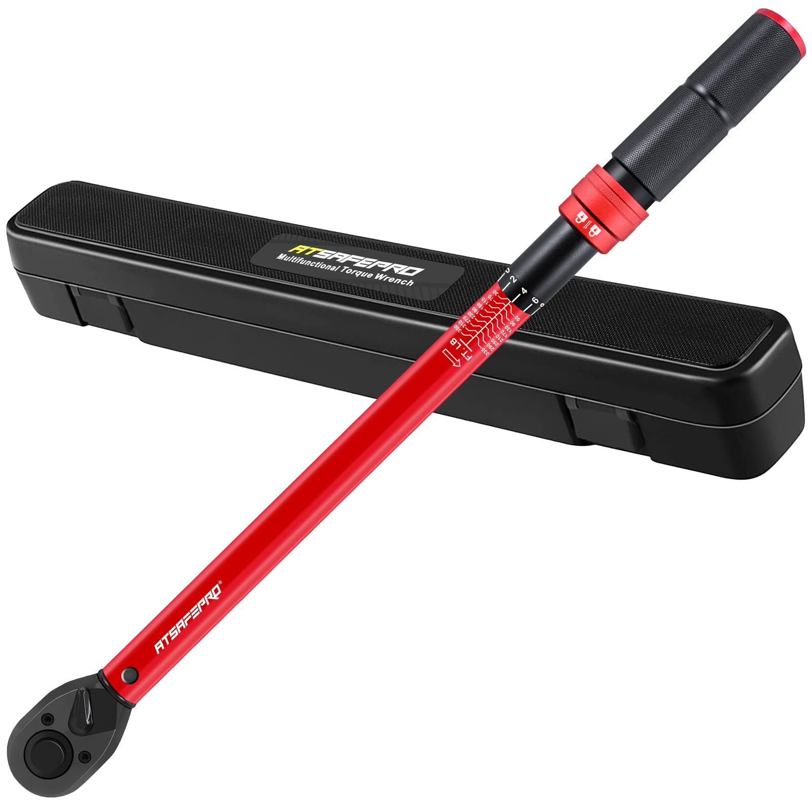 ATsafepro Llave dinamométrica de 3/4, llave dinamométrica de 3/4, 30-350 pies-libra (40.7-474.3 Nm), escala doble, llave dinamométrica de instrumentos de precisión, precisión precalibrada +-3%, 48