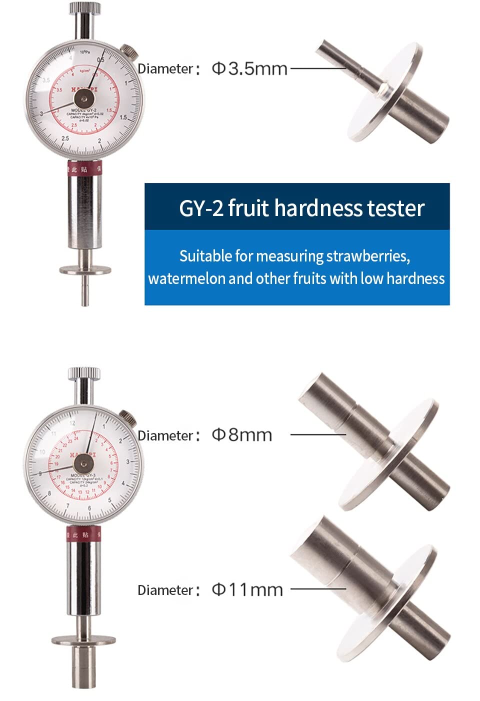 Portable Fruit Durometer Hardness Tester for Testing Strawberry Pear Apple Grapes Maturity Test (GY-3)