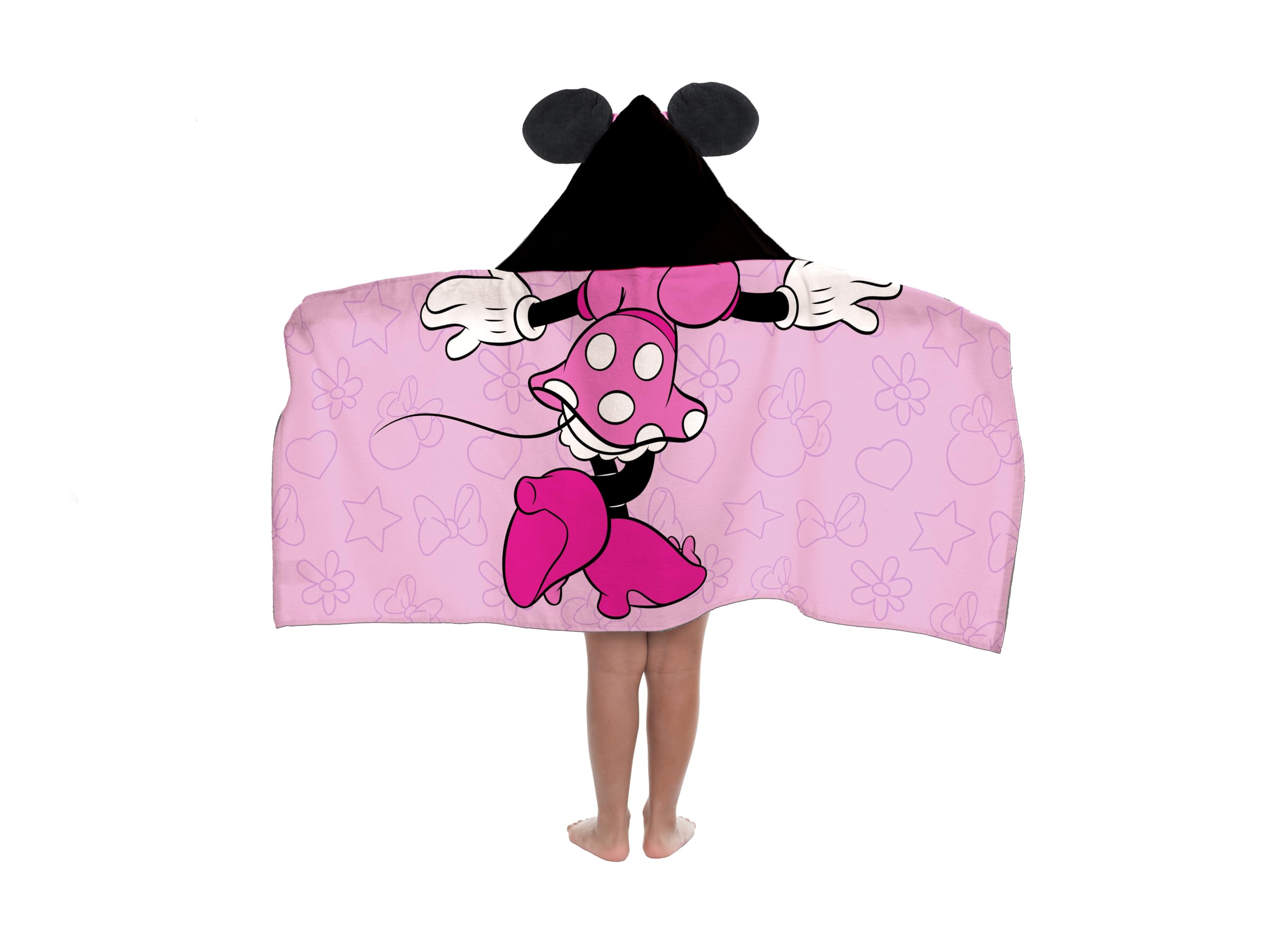 Jay Franco Disney Minnie Mouse Hooded Towel – 56 x 56cm Kids Super Soft Bath Towel, Beach, Pool & Travel, Official Licensed Product, Pink