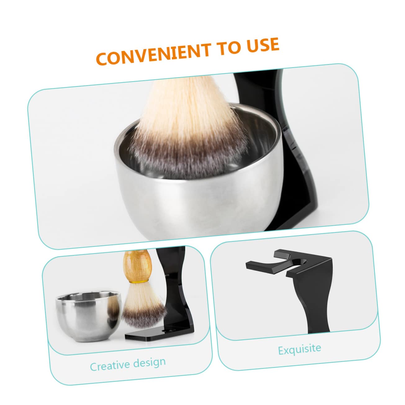 Healeved 2juegos Soporte Para Cepillo De Afeitar y Tazón De Organizador De Utensilios De Para Hombres Soporte Estable y Práctico Para Barberías