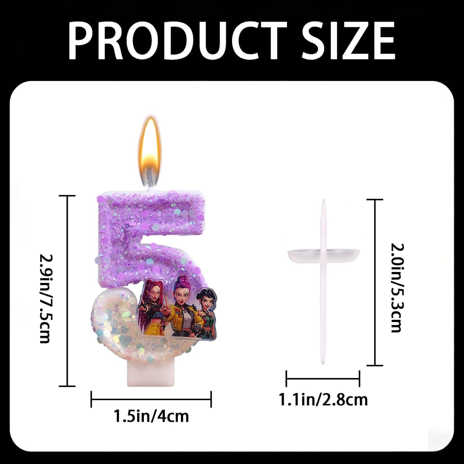 Korea Pop Demon Movie Hunters Birthday Number 5 Candles, Cute Cake Decoration, Perfect for Birthday Party Decorations (5)