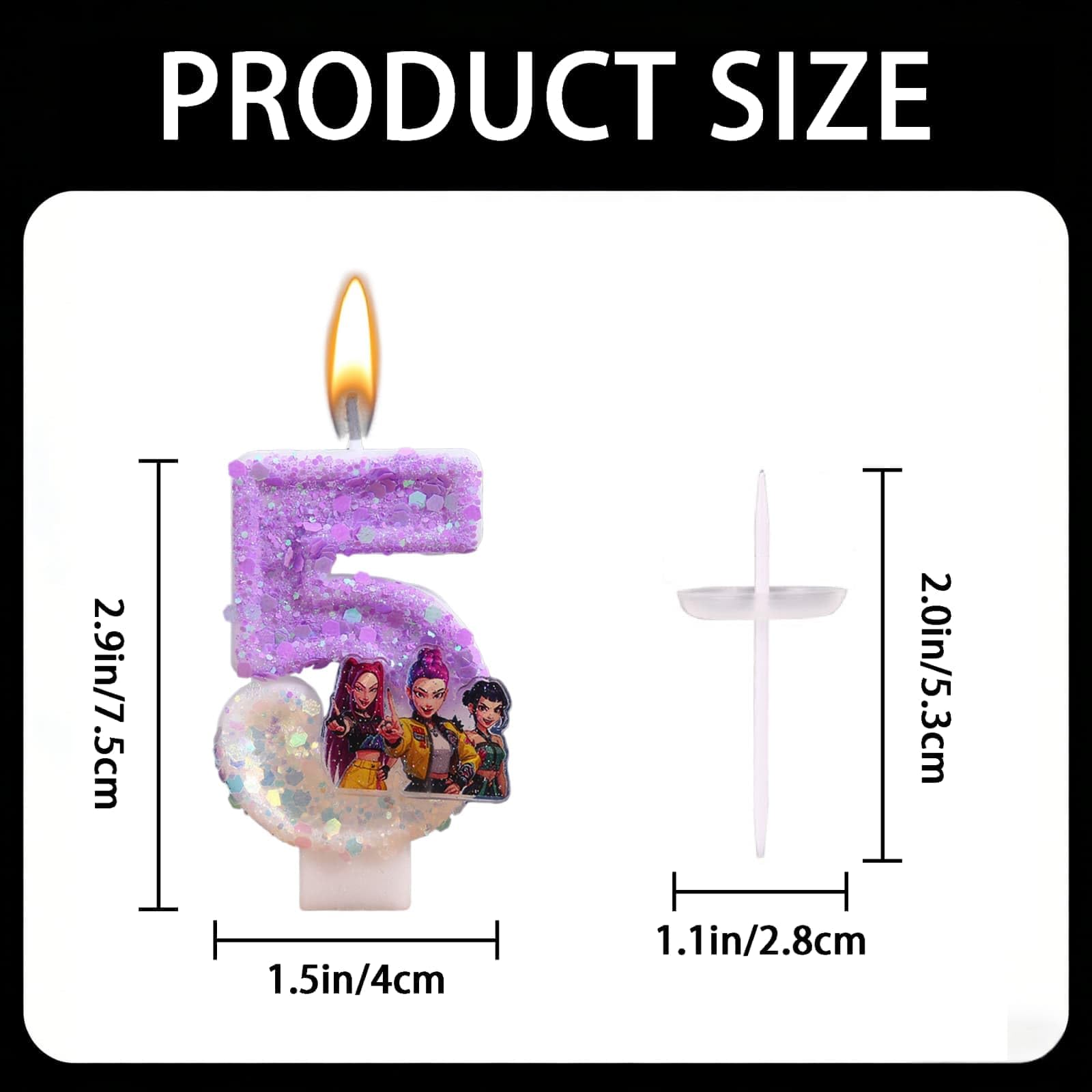 Korea Pop Demon Movie Hunters Birthday Number 5 Candles, Cute Cake Decoration, Perfect for Birthday Party Decorations (5) — view 2