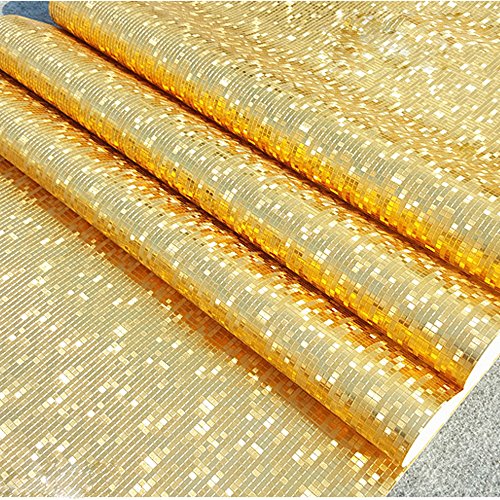 Qihang Gold Foil Mosaic Background Flicker Wall Paper Modern Roll/Hotel Ceiling/Decorative Wallpaper Roll Gold&Yellow Colour #TOP5