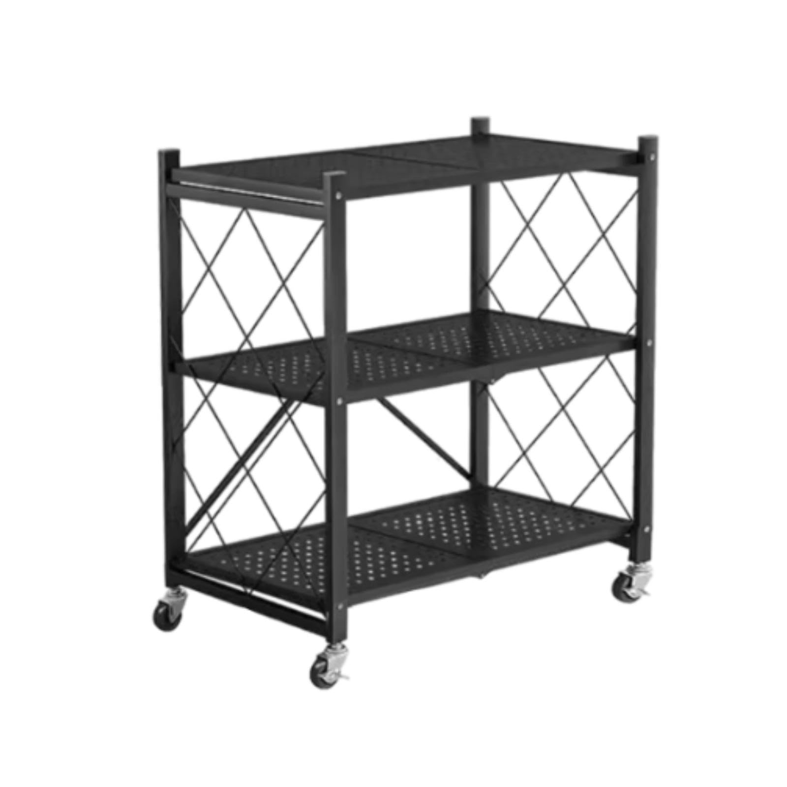 Unit De Almacenamiento Plegable Metálico con Ruedas Unidad,3 Capas 72x36x78cm