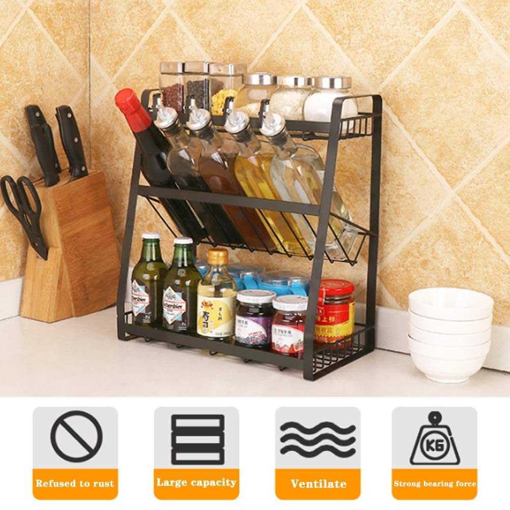 Estante de condimentos para encimera de cocina, estante de especias de 3 niveles, organizador y almacenamiento de especias de cocina, moderno organizador de condimentos para encimera,