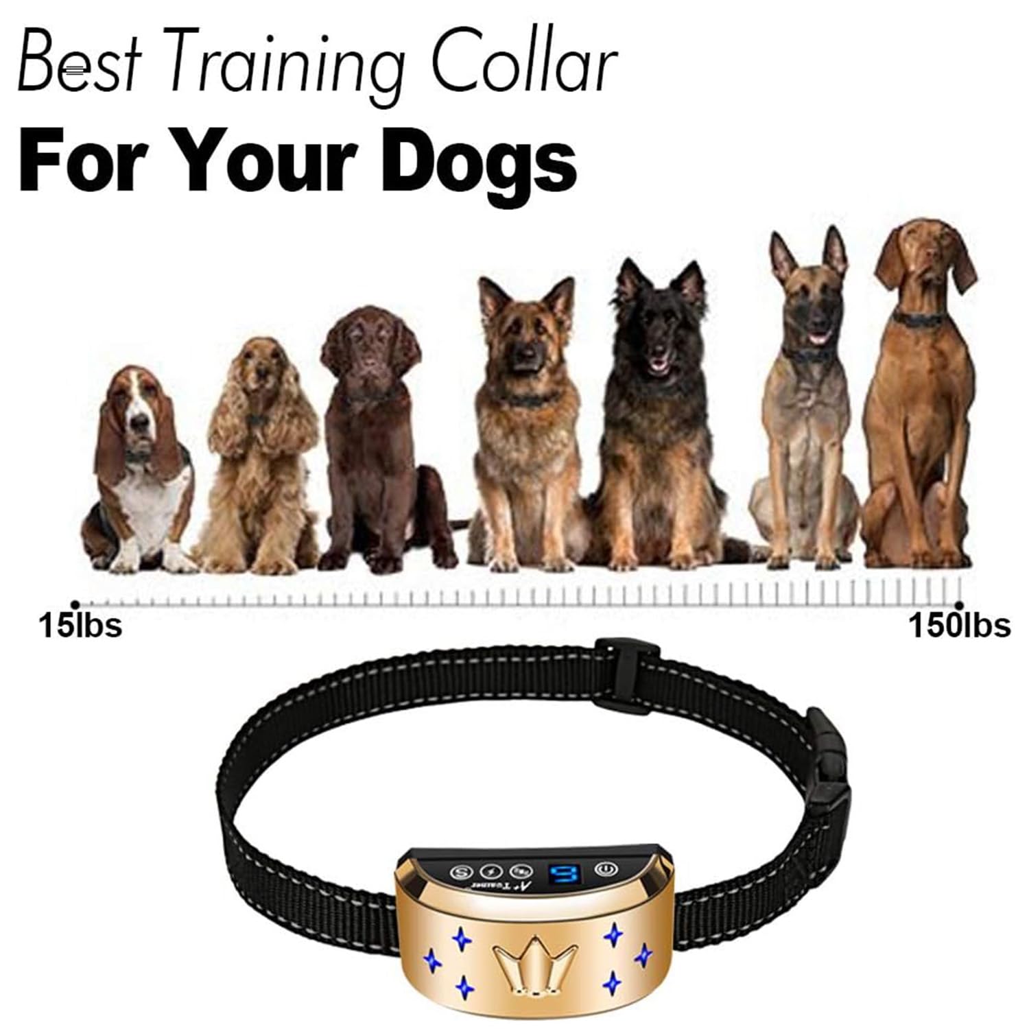 Smart Dog Bark Collar, Waterproof Dog Training Collar, 4 Stop Anti Barking Modes [Beep, Vibration, and Shock], Anti Bark Collar Rechargeable for Small/Medium/Large Dogs