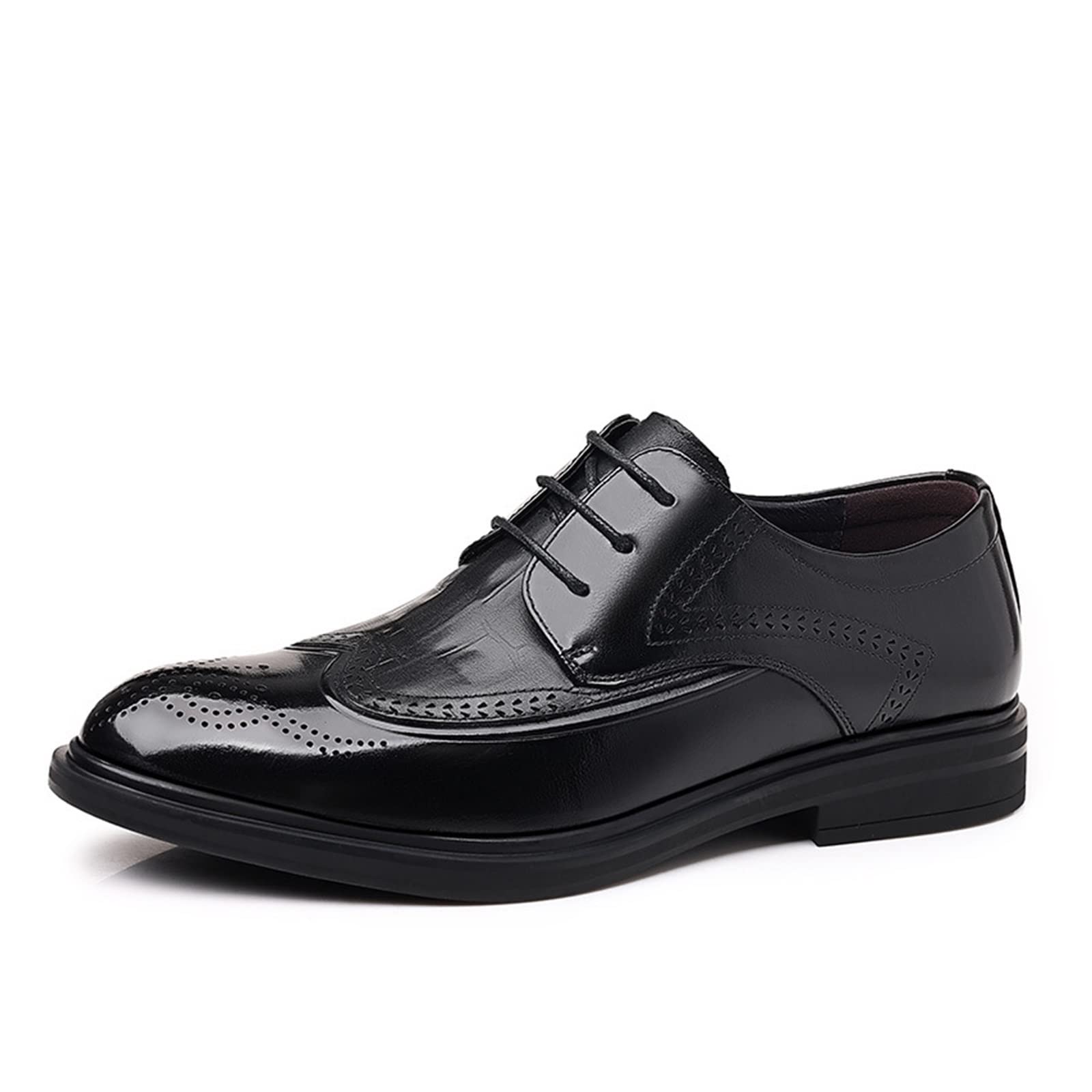 CARZE Scarpe da Uomo in Pelle da Cerimonia, Scarpe da Uomo in Pelle da Lavoro, Scarpe da Uomo in Pelle intagliata alla Moda Britannica Resistenti all'Usura Scarpe Eleganti da Uomo(Black,44)