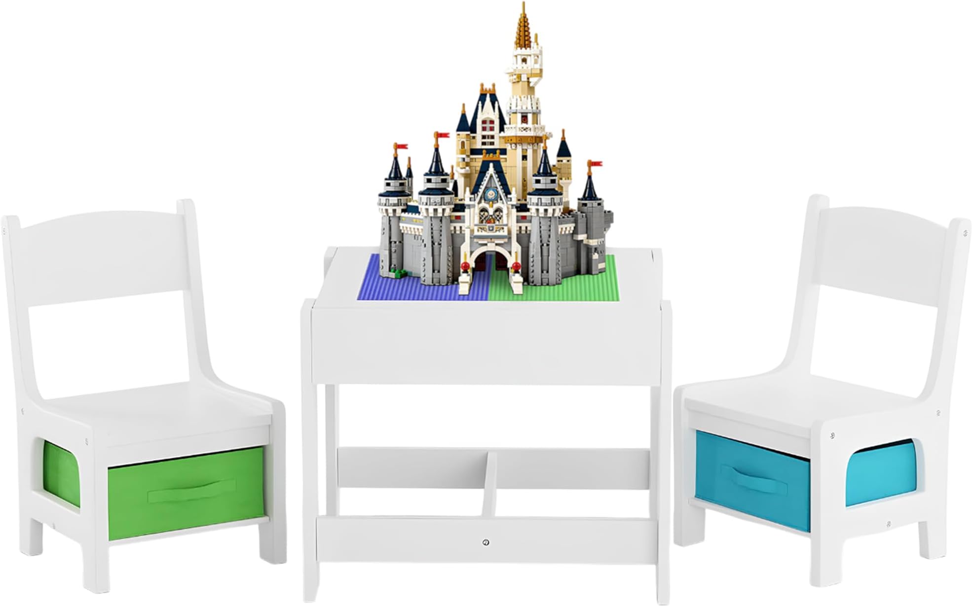 Baby Vivo Set Children's Activity Table with 2 Chairs Furniture Set Boys and Girls made of Wood - Moritz