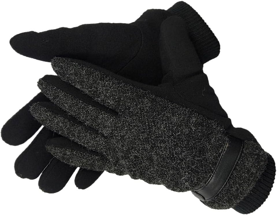 Men's Gloves Winter with Fingers Outdoor Activities Soft and Warm Adjustable Wrist Fleece Lining Knitted