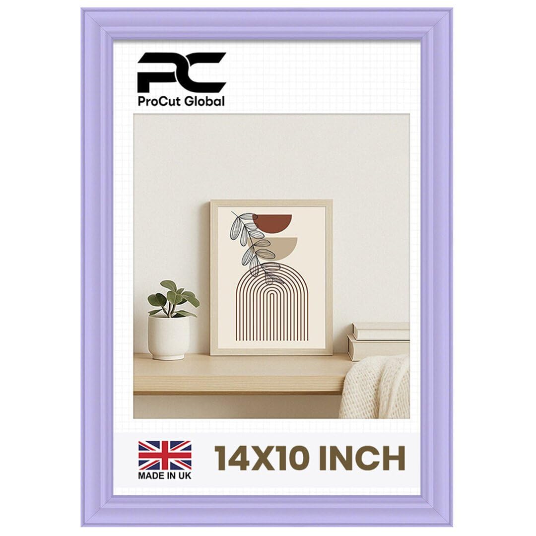 Procut Global 14X10 Purple Picture Frames - Classic Wooden Photo Frame with Shatterproof Perspex for Wall or Tabletop - Perfect for Posters, Certificates & Prints - Sizes & Colors Available