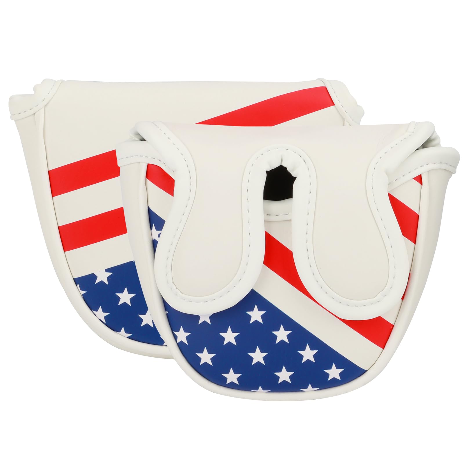 Golf Club Head Covers,4pcs or 1pc USA Golf Head Covers for Woods and Driver Fairway Hybrid - PU Leather Mallet Blade Putter for Men Women Golf Enthusiast