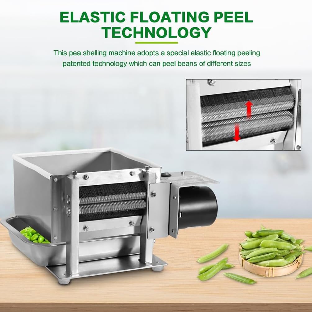 Máquina eléctrica comercial para pelar guisantes, 80 r/min, rodillo ajustable, 20-50 kg/h, herramienta peladora de frijoles para guisantes y soja