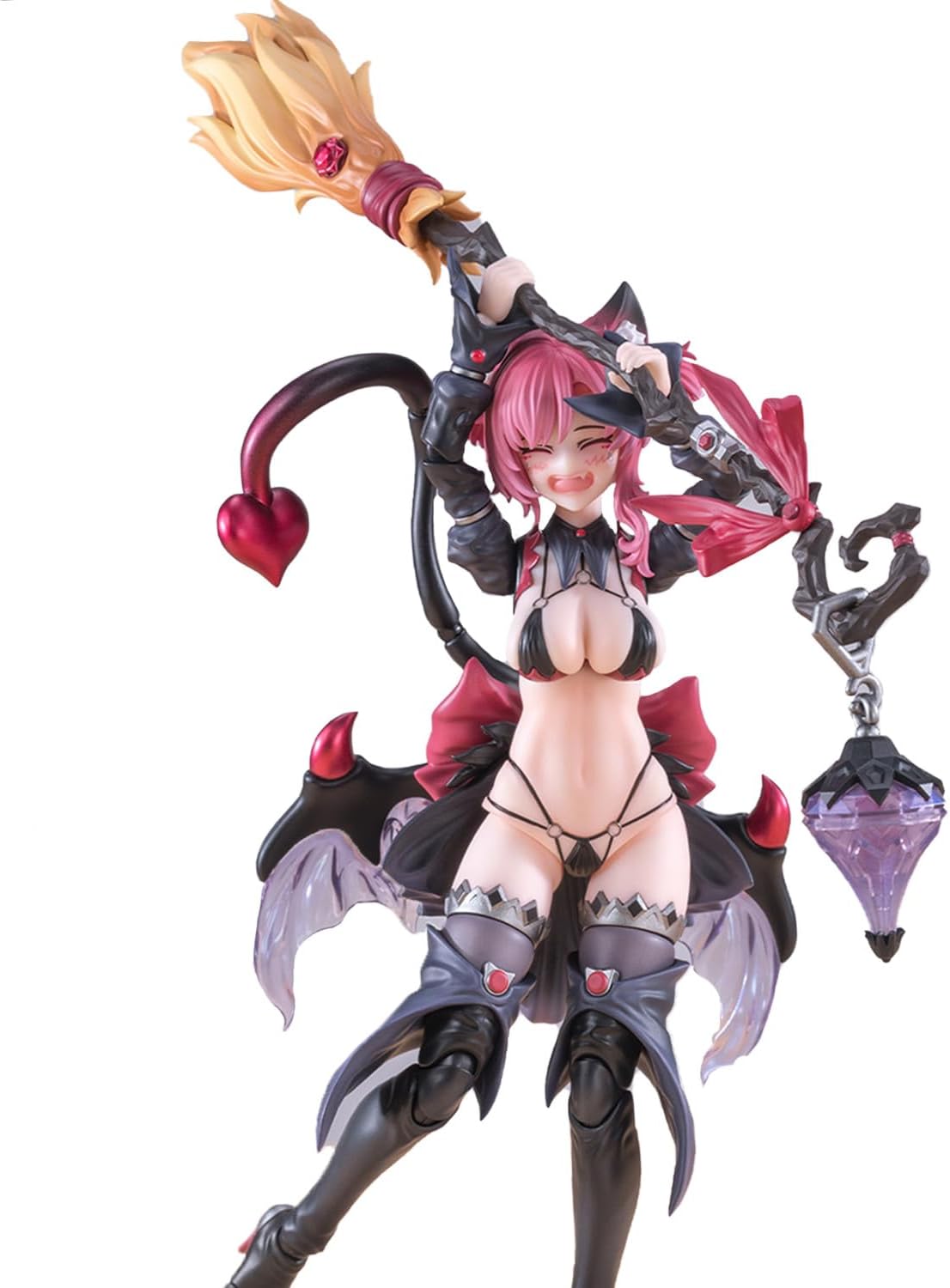 Wahohousee Mecha Girl Model Kits 6.5inch 1/12 with 4 Replacement Faces, Anime Action Figures with Cat Tail, PVC Mecha Musume Completed Model Kit Articulated Figures for Adults