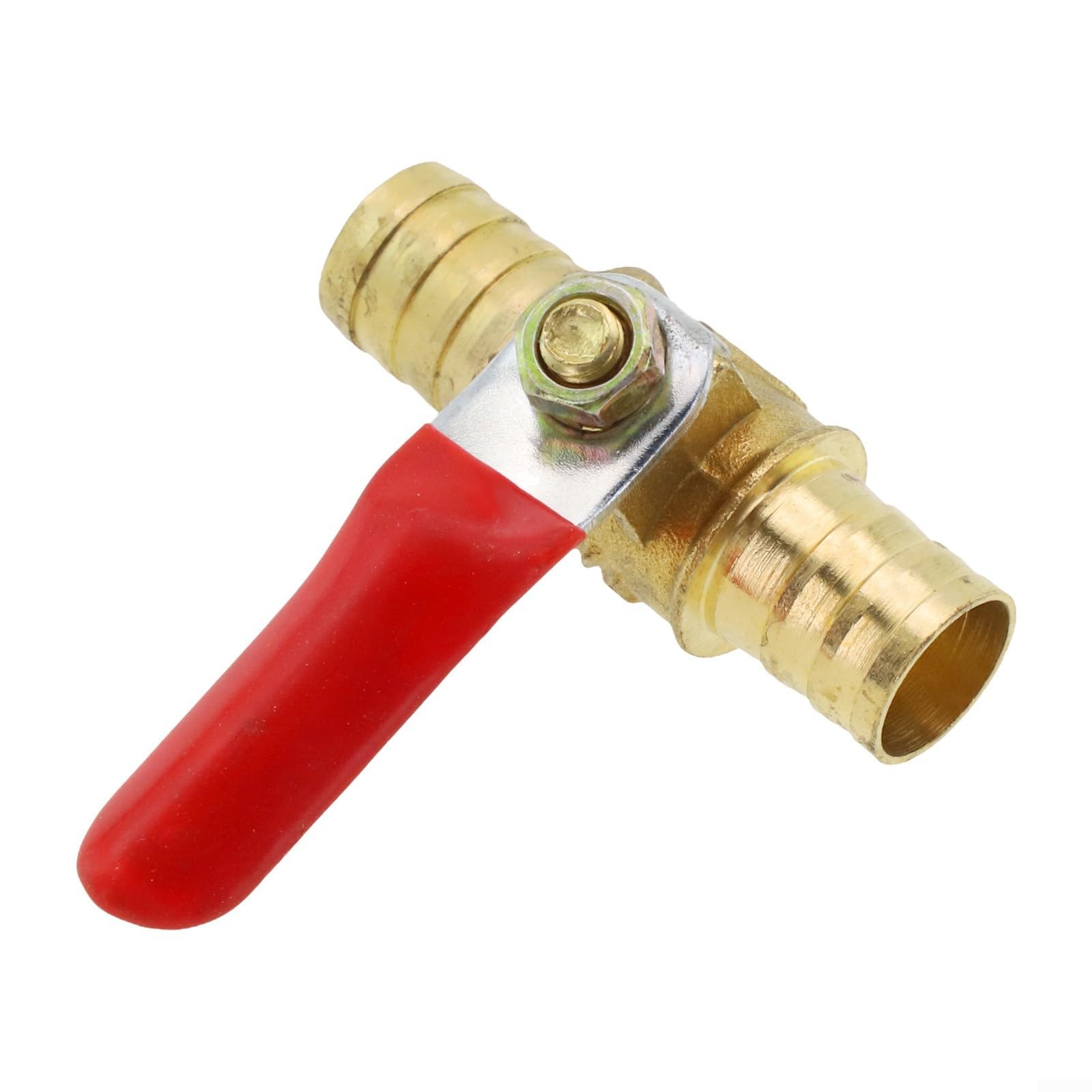 Brass Ball Valve with Hose Barb Inline Shut-off for Water Air Gas FUELs Line, Forged Brass Body Lever Handle, Compatible with 6/8/10/12mm OD Tubing, Residential(12mm)