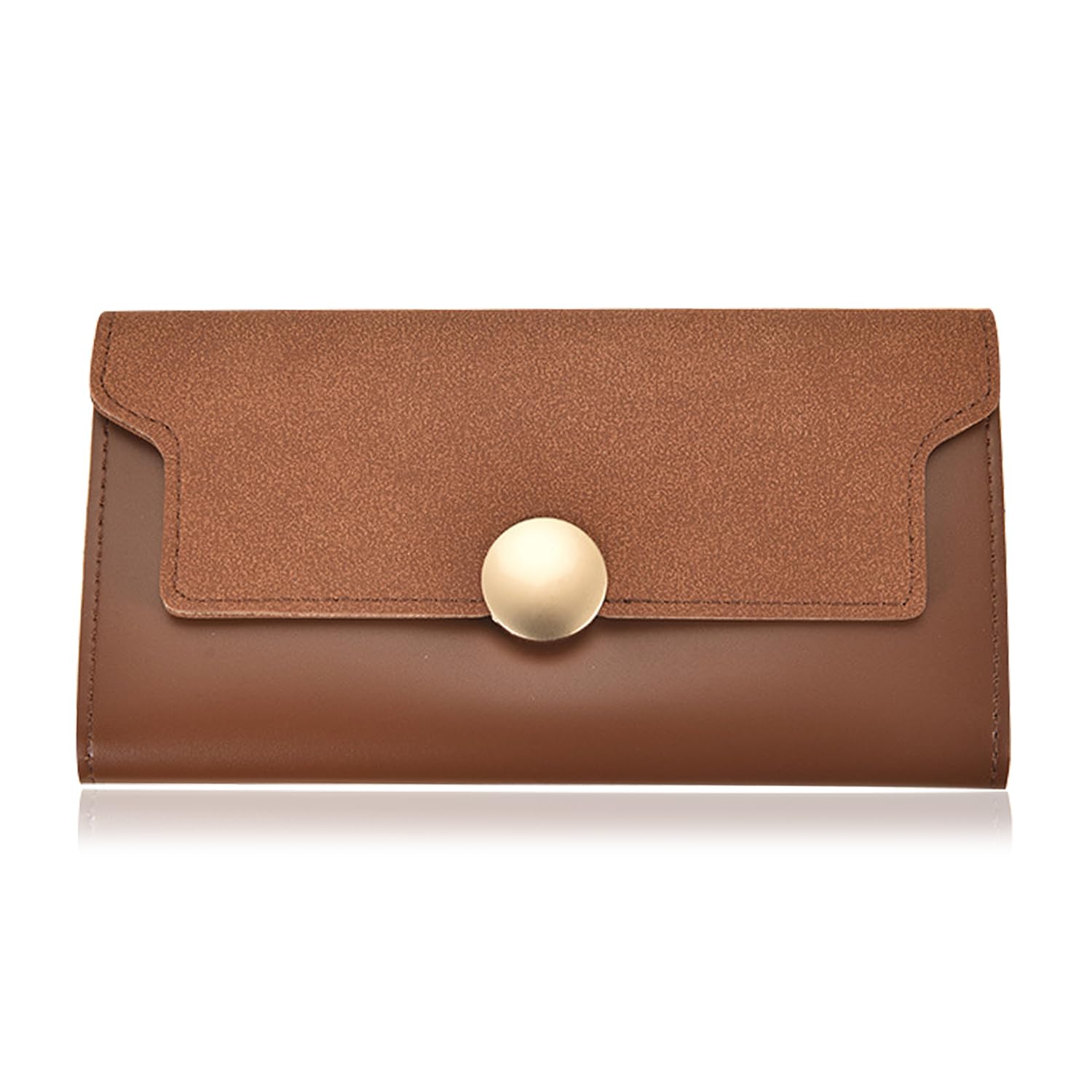 YYMSENWomens PU Leather Rfid Blocking Multi Card Wallet Case with Vintage Wallet Coin Pocket, Brown, Classic