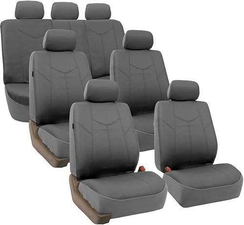 Miniatura 10 de FH Group Fundas de asiento de automóvil, de piel sintética, compatible con bolsa de aire y banco dividido, se adapta a la mayoría de automóviles,