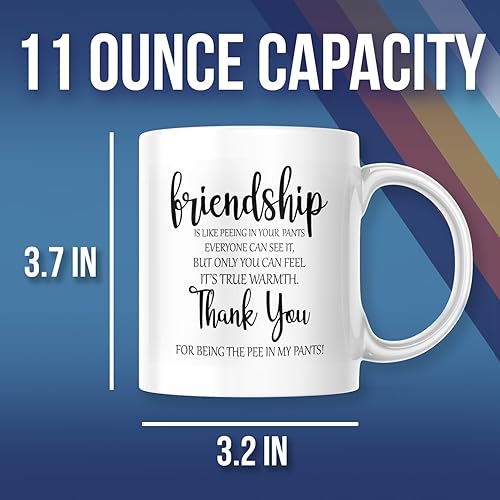 Miniatura 2 de Taza de café divertida de la amistad. La amistad es como orinar tus pantalones, 11 onzas, M710, color blanco