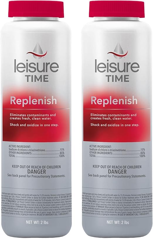 Leisure Time 45310-02 Spa Replenish Shock Oxidizer for Spas and Hot Tubs, 2-Pounds, 2-Pack