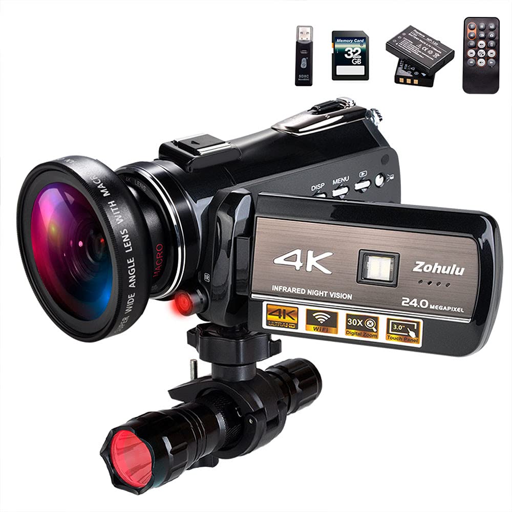 4K Wifi Full Spectrum Camcorders, Ultra HD Infrared Night Vision Paranormal Investigation Video Camera with 60fps 24MP 30X...
