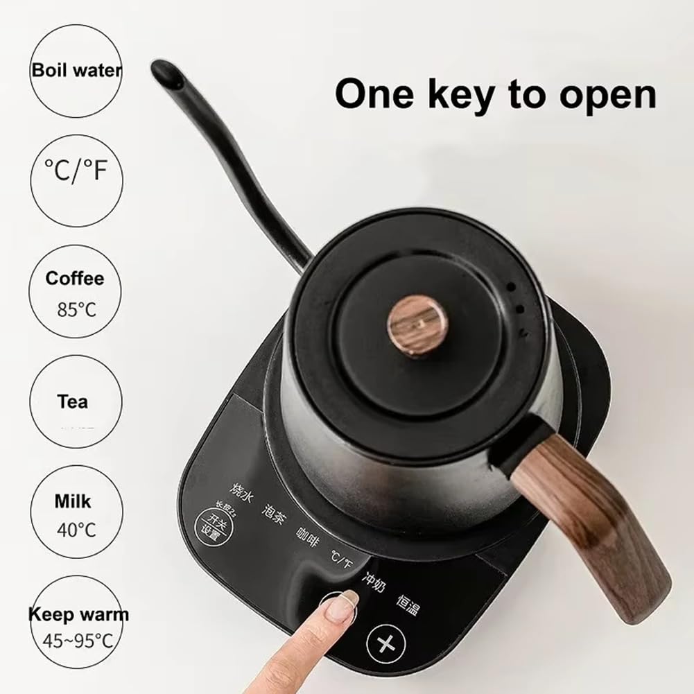 Bollitore Elettrico A Collo D'Oca, Caffettiera Intelligente, Bollitore Elettrico con Controllo della Temperatura, Bollitore Elettrico A Riscaldamento Rapido da 1000 W