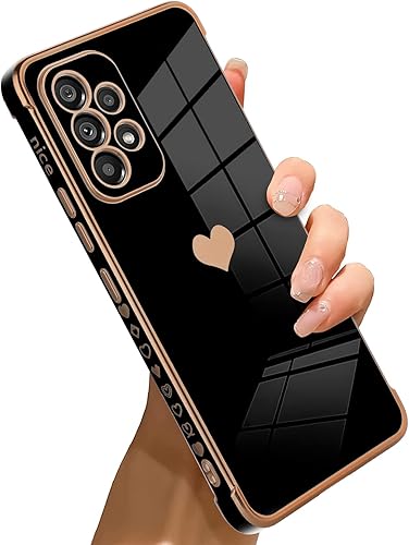 Bonoma Funda compatible con Samsung Galaxy A53 5G galvanoplastia de corazón de amor funda elegante de lujo protector de cámara TPU suave a prueba de