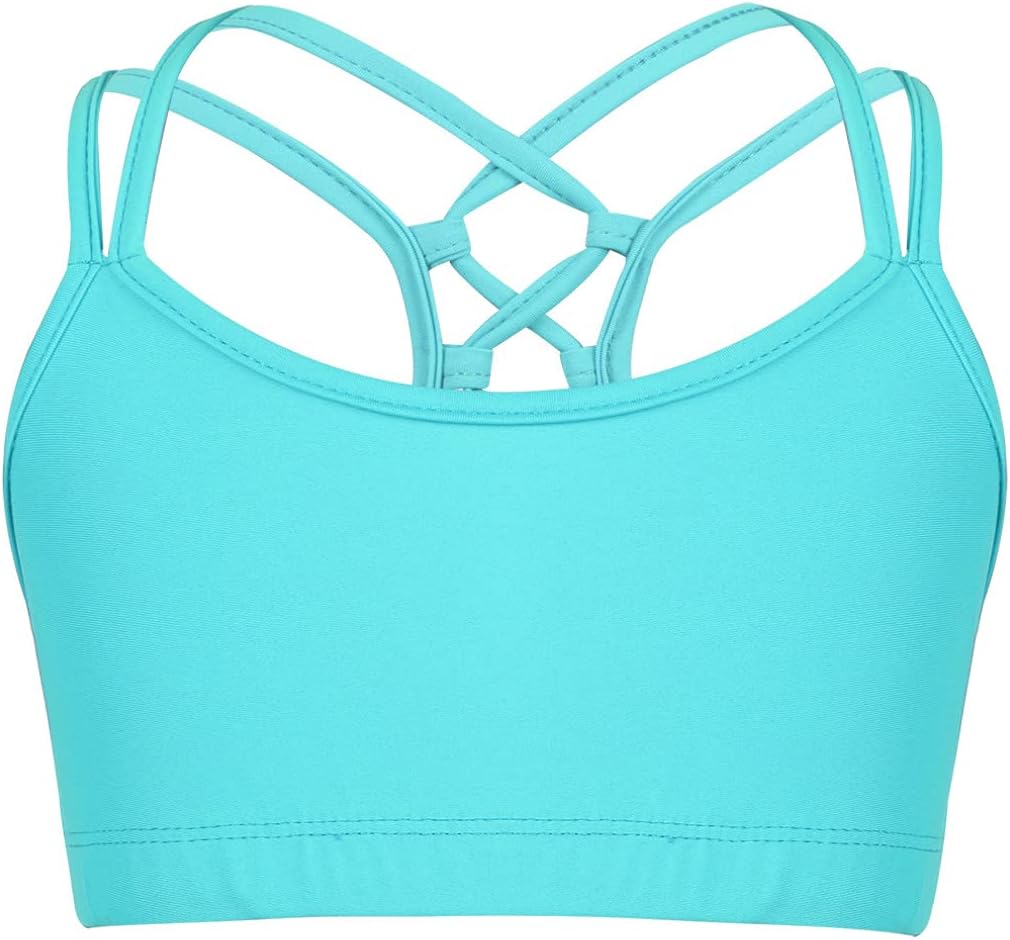 Kids Teen Girls Sports Training Bras Gymnastics Running Tank Tops Athletic Crop Tops Dancewear Activewear