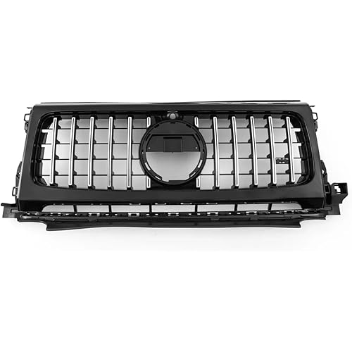 Front Bumper Grille Centre Hood Grill Body Compatible with Benz G Class G Wagon W464 G63 G65 AMG 2019-2025 Black Silver Car Styling(Silver)