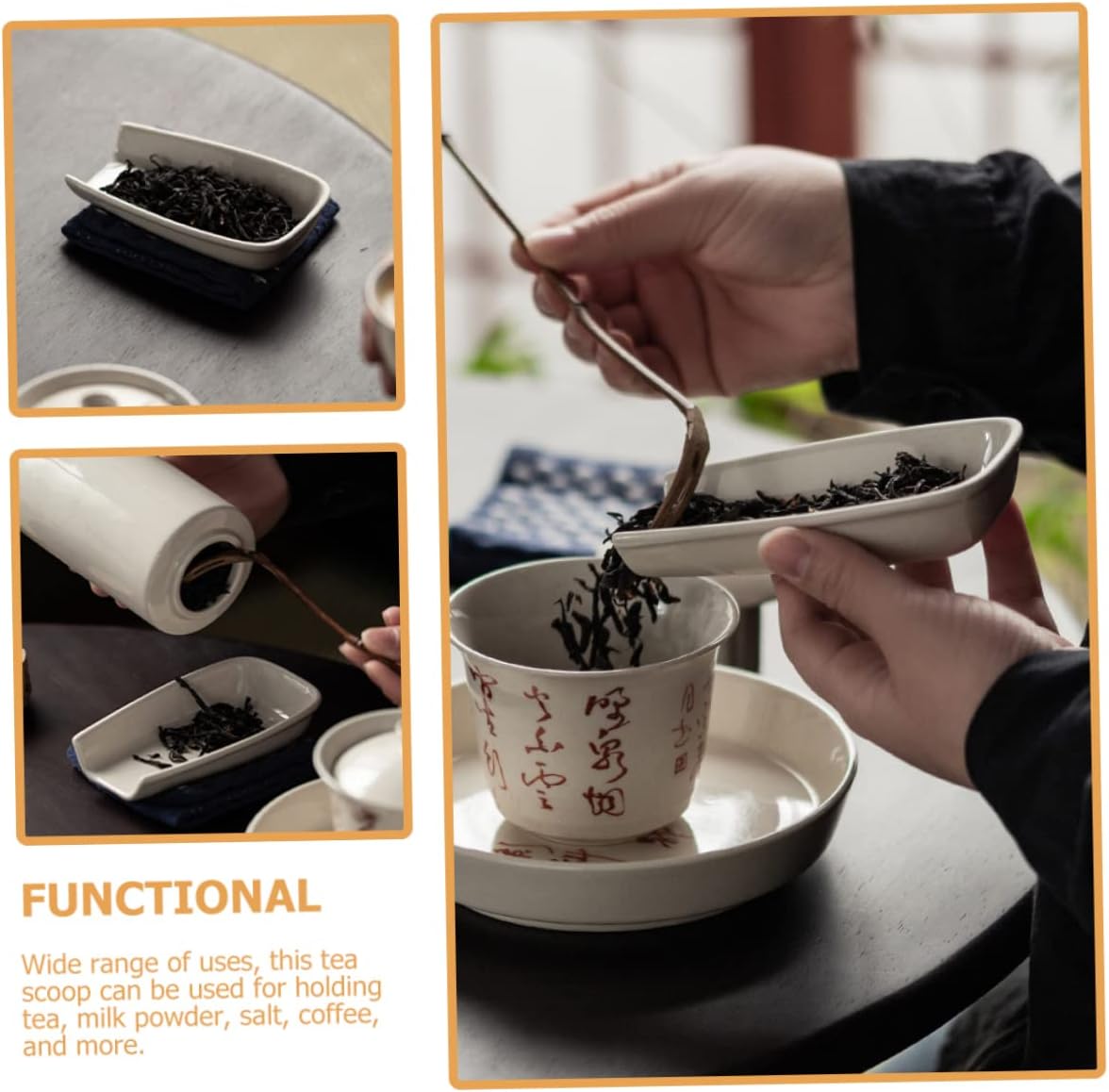 Cabilock Tea Leaf Dispenser Spoon Multi-function Ceramic Tea Scoop Portable Accessory for