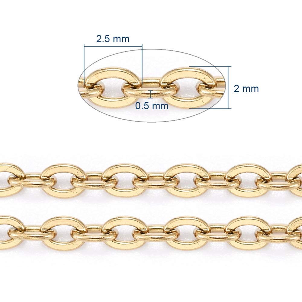 Clotiry 32.8 Feet Stainless Steel Flat Oval Twisted Chains 10 M Golden Cable Chains with Spool for DIY Jewellery Making Necklace Bracelet Crafts - Image 2