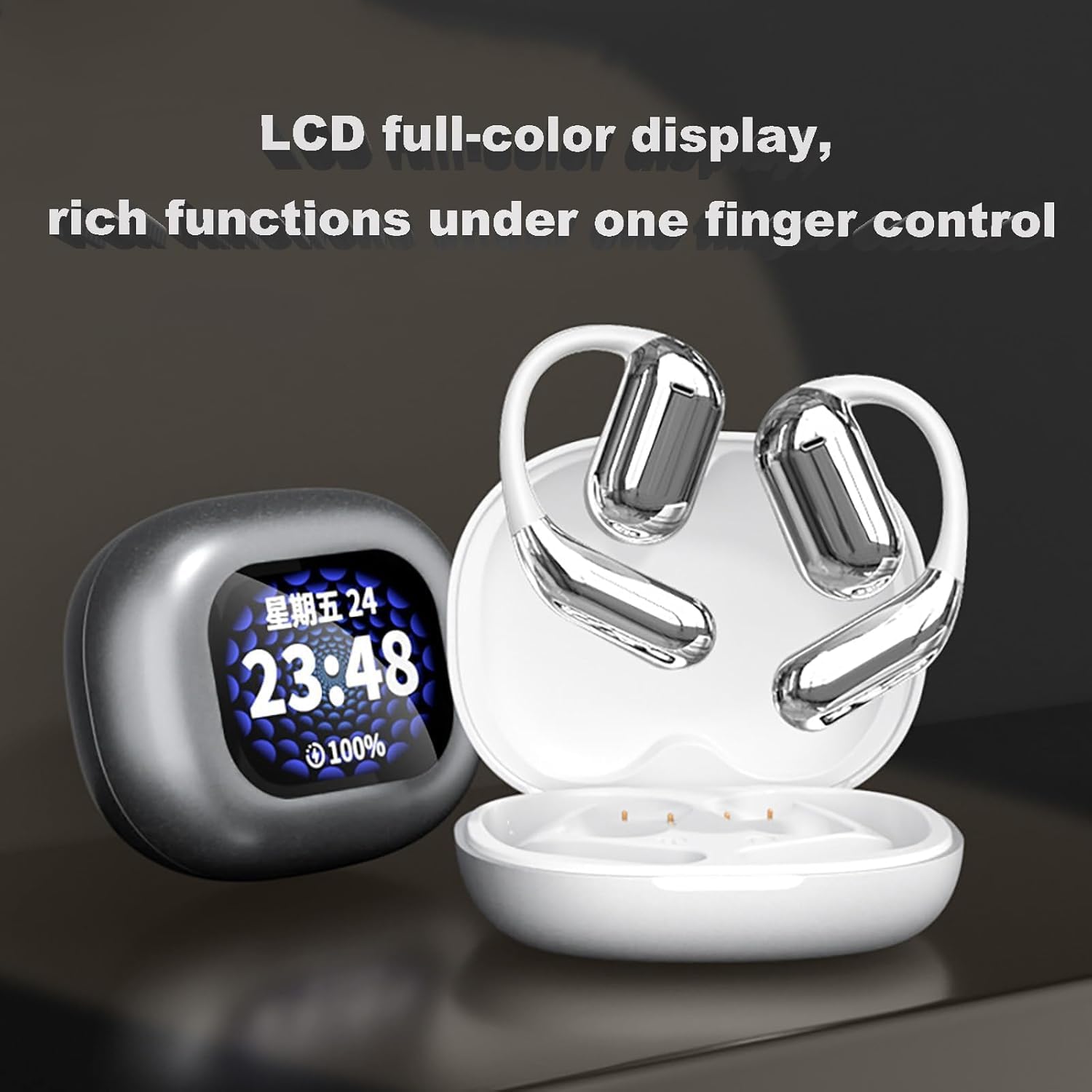 True Potężne słuchawki douszne Bluetooth 5.4, aluminiowe słuchawki douszne, wodoodporne IPX5, bezprzewodowe słuchawki douszne Bluetooth, bardzo wygodne, do biegania i treningów, 2 szt