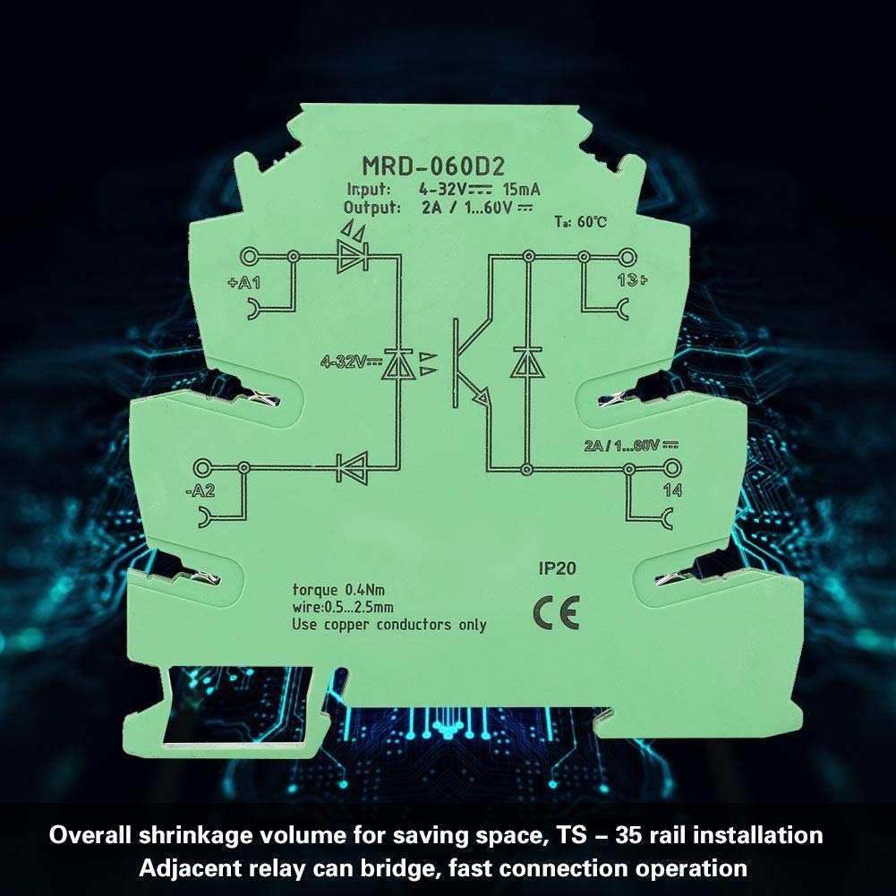Moduł przekaźnika, MRD-060D2 ultracienki 6,2 mm moduł przekaźnika półprzewodnikowego wejście 4-32 V DC NIE