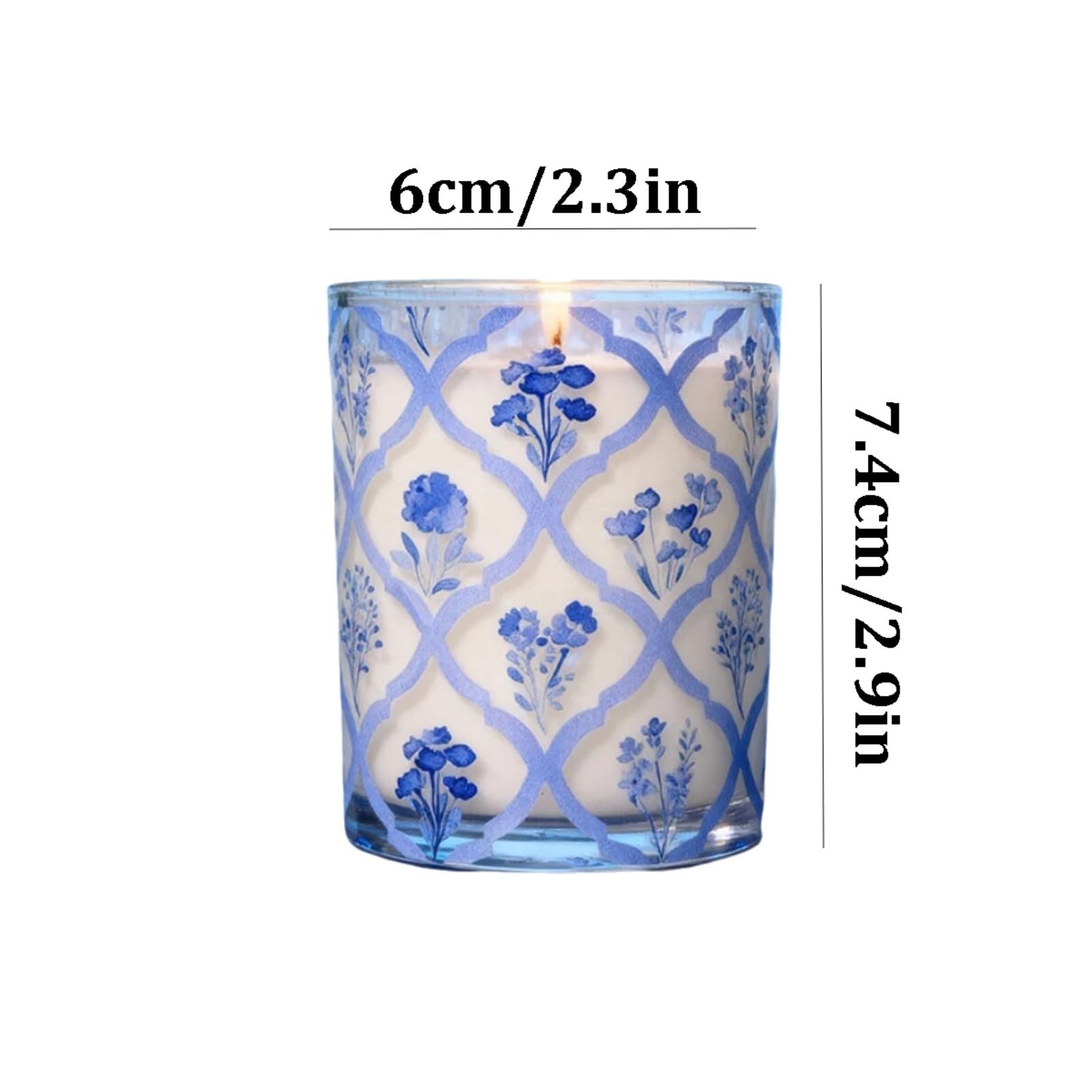 Velas de vidrio hechas con cera de soja y aceites esenciales, velas en tarro de té verde y azahar, de larga duración, perfumadas for el hogar(Blu)