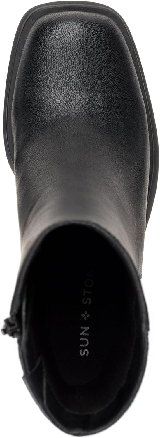 Sun + Stone Womens TIANNA Faux Leather Mid-Calf Boots Black 6.5 Medium (B,M)