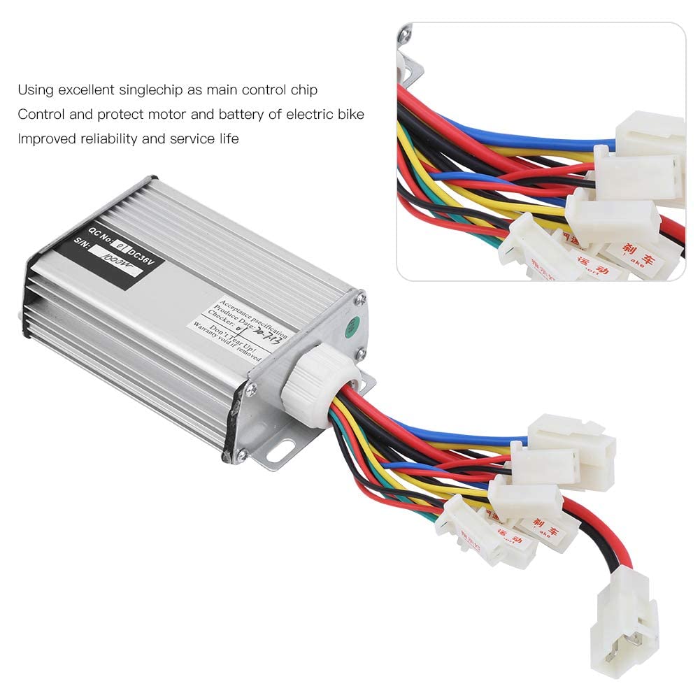 Alomejor Controlador de Acelerador 36V 1000W Controlador de Velocidad de Cepillo de Motocicleta con Kit de empuñadura de Acelerador de Cable Largo Ordinario